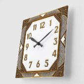 Art Deco Goud Vierkante Klok (Hoek)