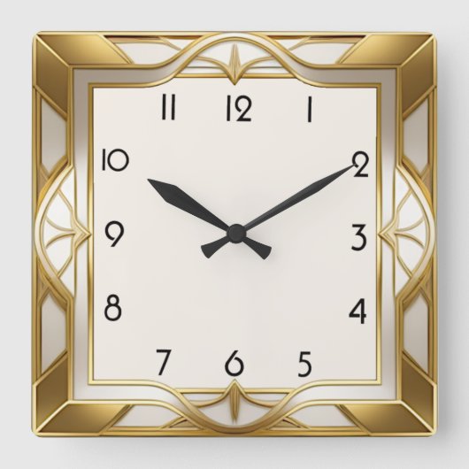 Art Deco-goud Vierkante Klok (Voorkant)