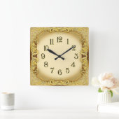Art Deco Goud Vierkante Klok (Huis)