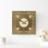 Art Deco Goud Vierkante Klok (Huis)