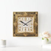 Art Deco Goud Vierkante Klok (Huis)