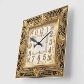 Art Deco Goud Vierkante Klok (Hoek)