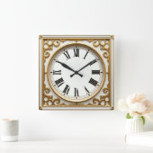 Art Deco Goud Vierkante Klok (Huis)