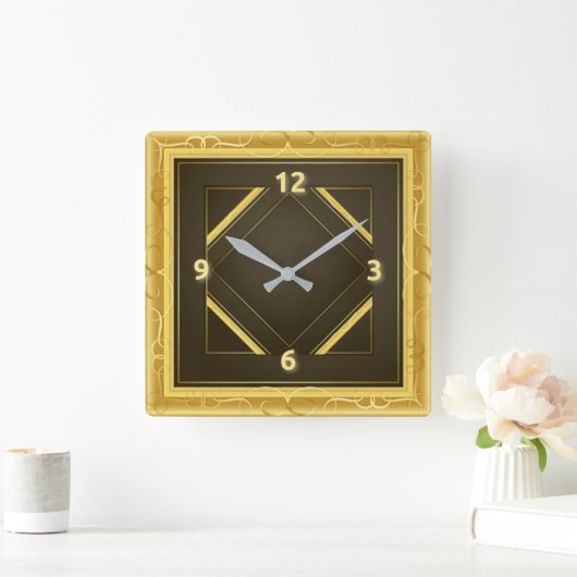 Art Deco-goud Vierkante Klok (Huis)