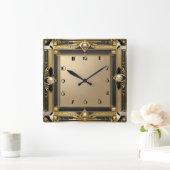 Art Deco-goud Vierkante Klok (Huis)