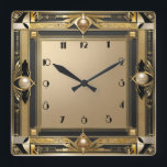 Art Deco-goud Vierkante Klok<br><div class="desc">Geweldig klokontwerp. Je zult het leuk vinden als anderen. U kunt dit ontwerp vrij gebruiken voor andere producten die u wilt of om jouw tekst aan te passen en toe te voegen. Volg me voor meer. Met vriendelijke groet. Een leuke dag.</div>
