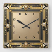 Art Deco-goud Vierkante Klok (Voorkant)