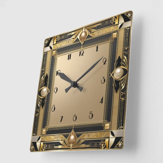 Art Deco-goud Vierkante Klok (Hoek)