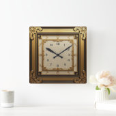 Art Deco-goud Vierkante Klok (Huis)