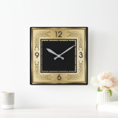 Art Deco Goud Vierkante Klok (Huis)