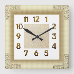 Art Deco Goud Vierkante Klok