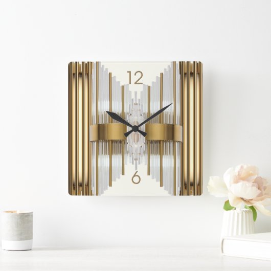 Art Deco-goud Vierkante Klok (Huis)