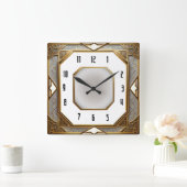Art Deco Goud Vierkante Klok (Huis)