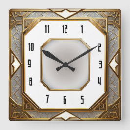Art Deco Goud Vierkante Klok