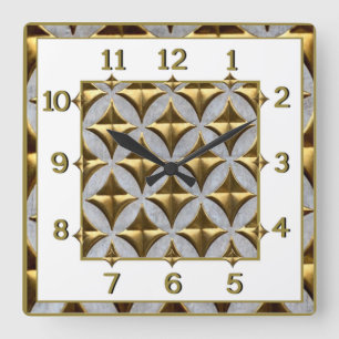 Art Deco Goud Vierkante Klok