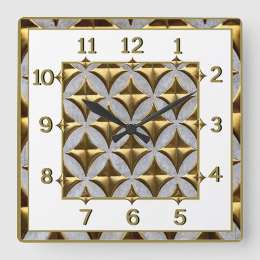 Art Deco Goud Vierkante Klok (Voorkant)