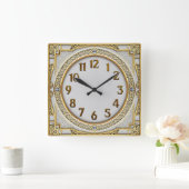 Art Deco Goud Vierkante Klok (Huis)
