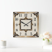Art Deco Goud Vierkante Klok (Huis)