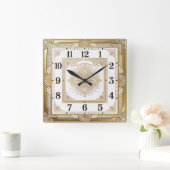 Art Deco Goud Vierkante Klok (Huis)