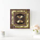 Art Deco Goud Vierkante Klok (Huis)