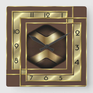 Art Deco Goud Vierkante Klok