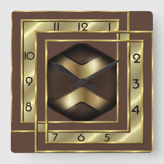 Art Deco Goud Vierkante Klok (Voorkant)
