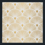 Art Deco: Goud-wit Elegantie. Imitatie Canvas Print<br><div class="desc">Art Deco Patroon. Naadloze witte en gouden achtergrond. Metalen schalen of schalen kanten ornament. Minimalistisch geometrisch ontwerp. lijnen. 1920-30s motieven. Luxe vintage bruiloft decoratie Roaring 20s Art: Metallic Shells en Geometrisch decor. Art Deco Elegantie: Metalen schelpen en lijnen. dessin, deco, goud, geometrisch, naadloos, achtergrond, textuur, steampunk, ventilator, bladeren, decoratief, ornament,...</div>