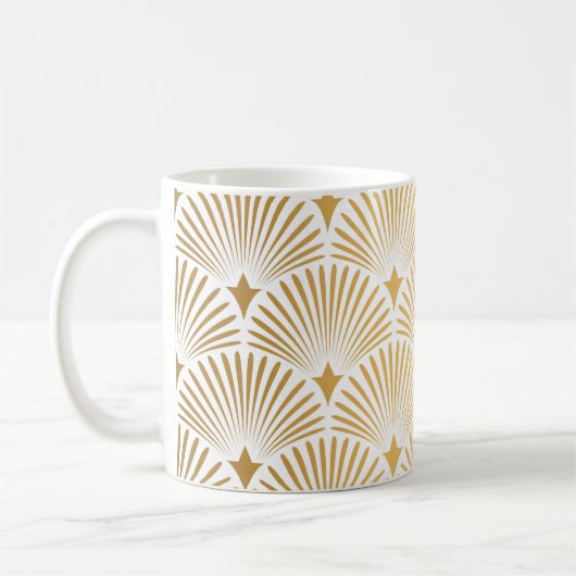 Art Deco: Goud-wit Elegantie. Koffiemok (Links)