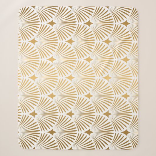 Art Deco: Goud-wit Elegantie. Sherpa Deken (Voorkant)