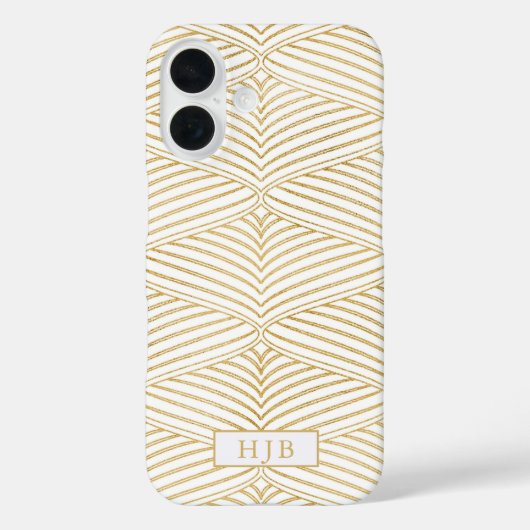 Art Deco Goud & Wit Monogram  iPhone 16 Case-Mate iPhone Case (Achterkant)