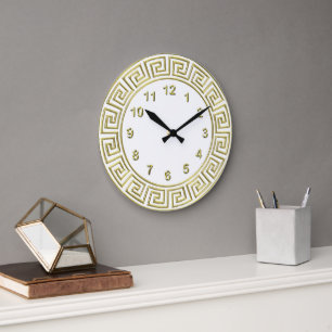 Art Deco Goud Witte Griekse Sleutelrand Gouden Mar Grote Klok