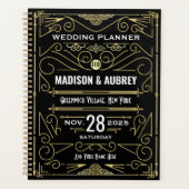 Art Deco Goud Zwart 1920s Elegante Gatsby Bruiloft Planner (Voorkant)