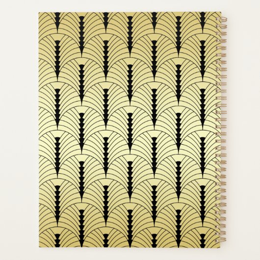 Art Deco Goud Zwart 1920s Elegante Gatsby Bruiloft Planner (Achterkant)