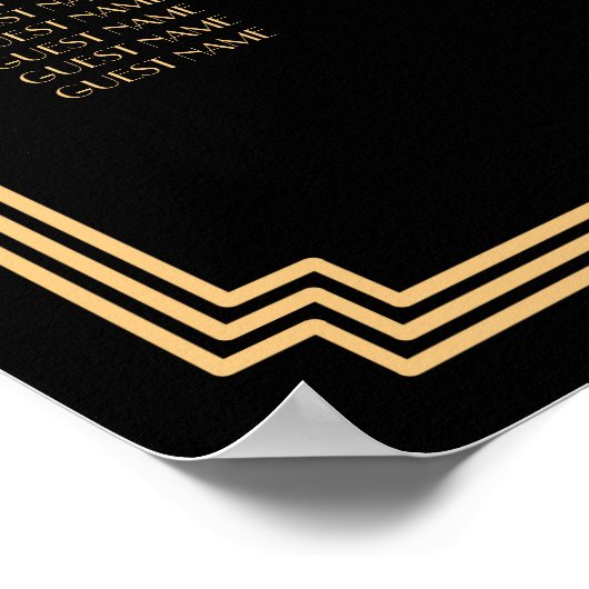 Art Deco Goud Zwart 20x28 Trouw Stoelen Plattegron Poster (Hoek)