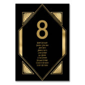 Art Deco Goud Zwart Bruiloft Gast Namen Kaart (Achterkant)