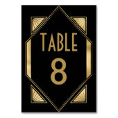 Art Deco Goud Zwart Bruiloft Kaart (Voorkant)