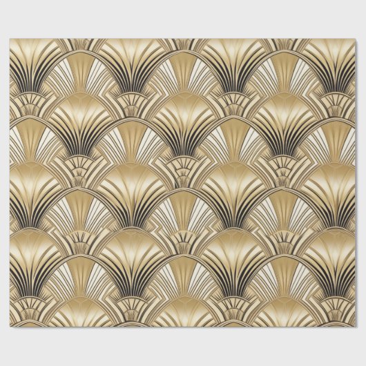 Art Deco goud zwart Cadeaupapier (Vlak)