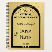 Art Deco Goud Zwart Confetti Bruiloft Planner (Voorkant)