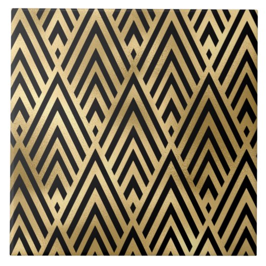 Art Deco Goud Zwart Decor Keramische tegel Tegeltje (Voorkant)