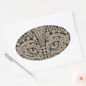 Art deco goud zwart Egyptische stijl kat Ovale Sticker (Envelop)