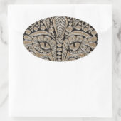 Art deco goud zwart Egyptische stijl kat Ovale Sticker (Tas)