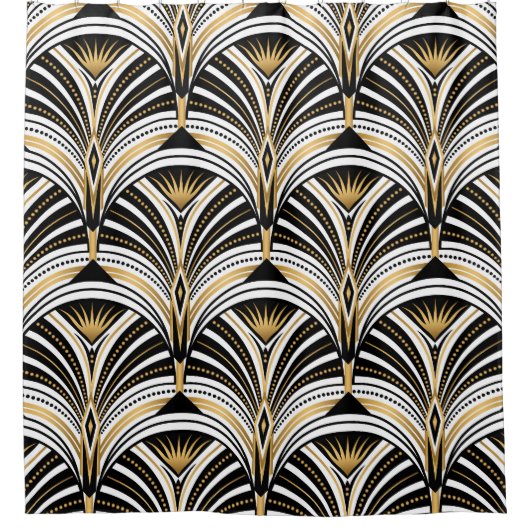 Art Deco Goud Zwart Elegantie: Roaring Twenties Douchegordijn (Voorkant)