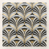 Art Deco Goud Zwart Elegantie: Roaring Twenties Glazen Onderzetter (Voorkant)