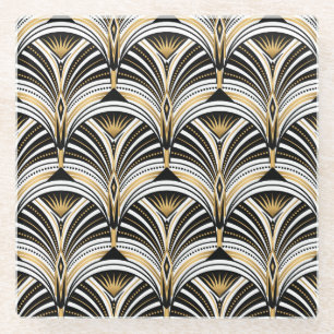 Art Deco Goud Zwart Elegantie: Roaring Twenties Glazen Onderzetter