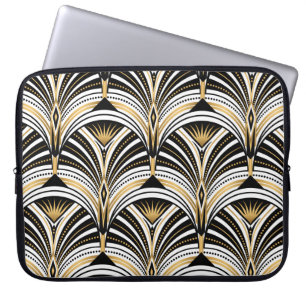 Art Deco Goud Zwart Elegantie: Roaring Twenties Laptop Sleeve