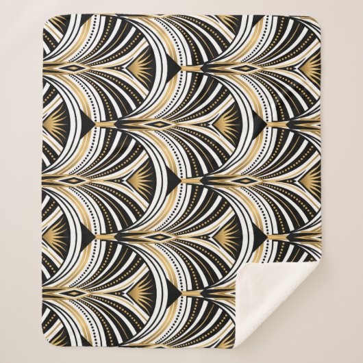 Art Deco Goud Zwart Elegantie: Roaring Twenties Sherpa Deken (Voorkant)