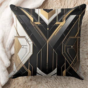 Art Deco Goud Zwart Geometrisch Kruis Design Kussen