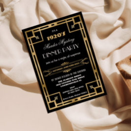 Art Deco Goud Zwart Geometrisch Moord Mysterie Fee Kaart