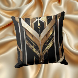 Art Deco Goud Zwart Geometrisch Ontwerp Kussen