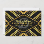 Art Deco Goud Zwart Glamour Gatsby Verloving Kaart (Voorkant)